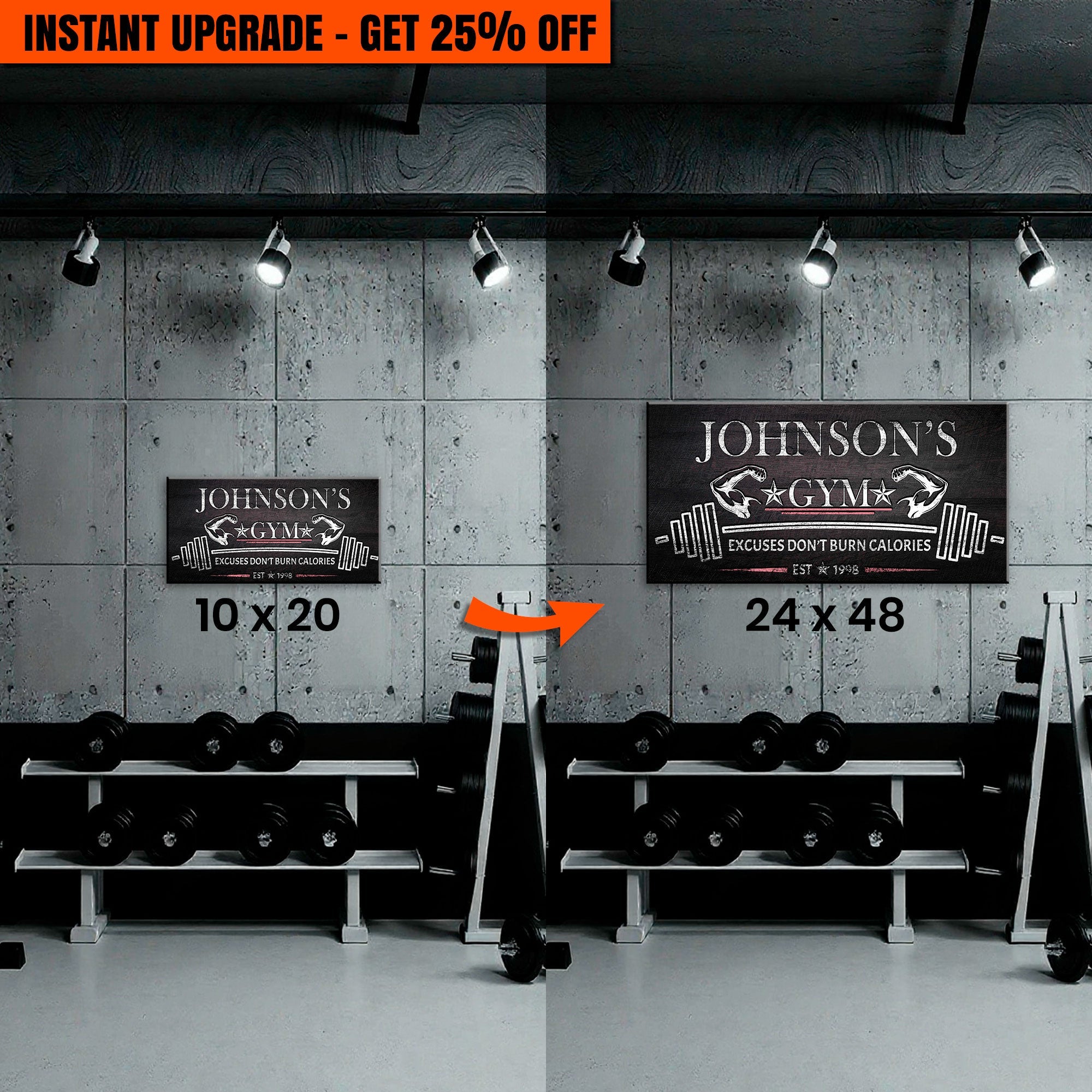 10x20 inçlik 'Spor Salonu Tabelası II'nizi 24x48 inçlik Tuvale Yükseltin